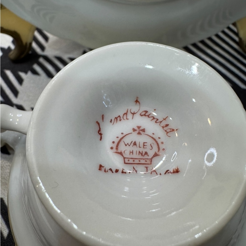 Vintage Porcelain Floral Blue Teacup and Saucer Set - Picture 4 of 4